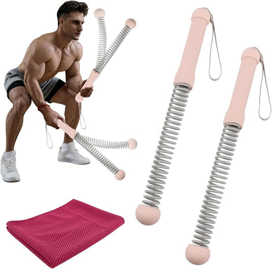 Ropeless Battle Ropes, 2 Pcs Weighted Cordless Workout Ropes with Non-Slip Handles, Training Ropes for Home Gym, HIIT, Strength & Full Body Workout, with Carry Bag & Cooling Towel
