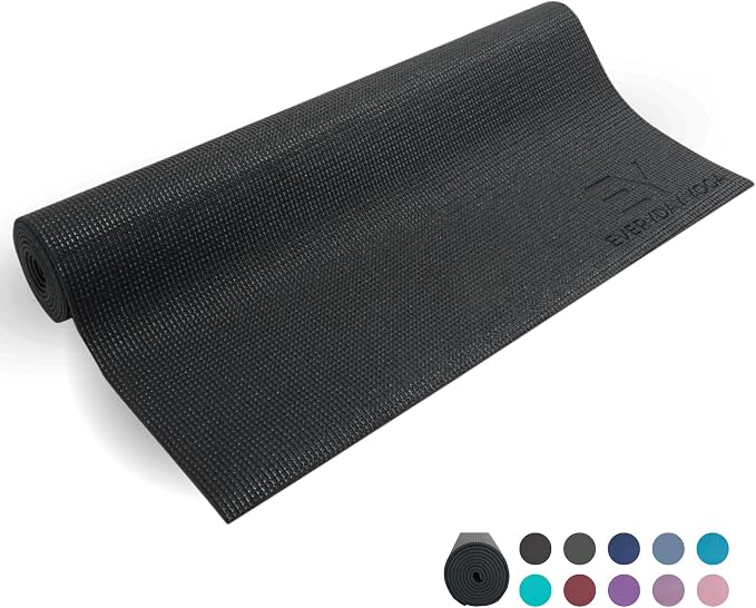 Everyday Yoga Deluxe Mat, Spacious 72"x24" Non-Slip Yoga Mat for Comfortable Home Workouts, 3-5mm Extra Thick