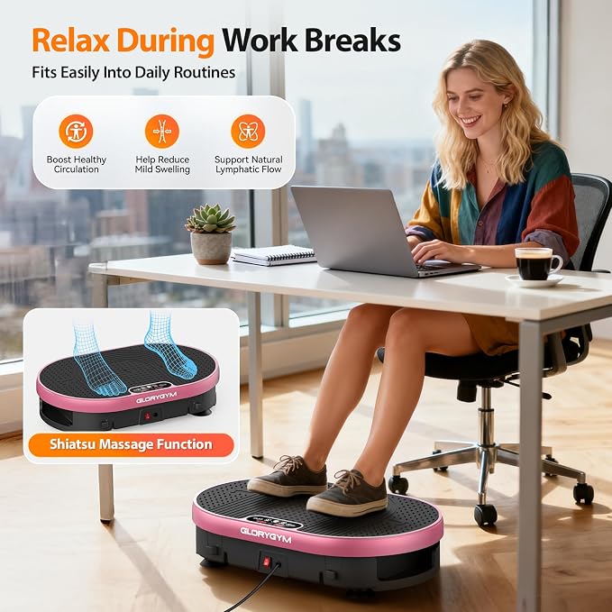 Vibration Plate Exercise Machine for Body Shaker Machine & Weight Loss, Shake Plate with Resistance Bands, 120 Speed Levels, Remote Control, Full Body Workout, Compact Home Gym Equipment