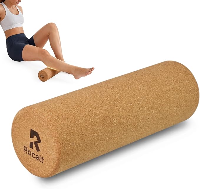 Rocalt Cork Roller 12 Inch, Full Body Stretch and Muscle Massage Roller | Natural cork, firm support for feet & calves stretching, rolling, and full body muscle release.
