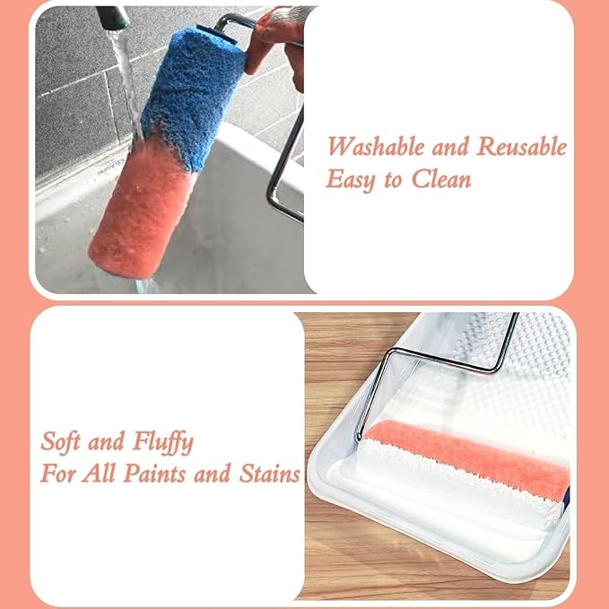King Origin Paint Roller Covers, 3 Pack, 9 Inch 3/8" Nap | Paint Roller 3/8" Nap High Dense Roller Covers for Smooth and Textured Rough Surfaces