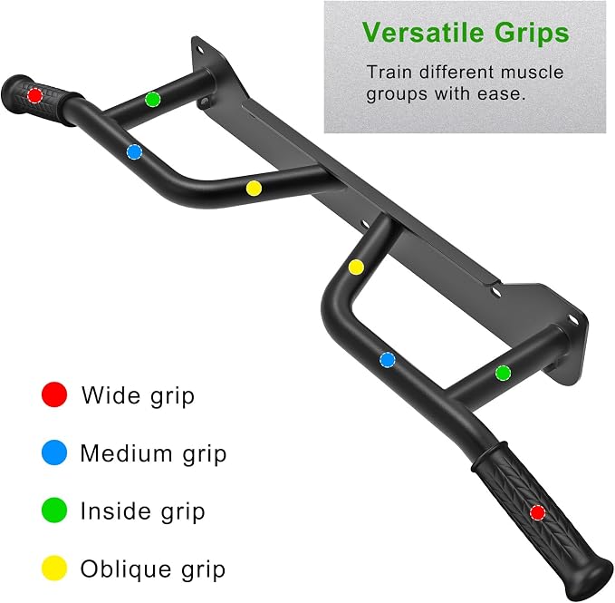 SELEWARE Heavy Duty Welded Pull Up Bar Wall/Joist/Ceiling Mount Chin Up Bar | Multifunctional Pull-up Bars w/Resistance Band Hooks for Home Gym Strength Training, Sturdy Steel Construction Support 500 lb
