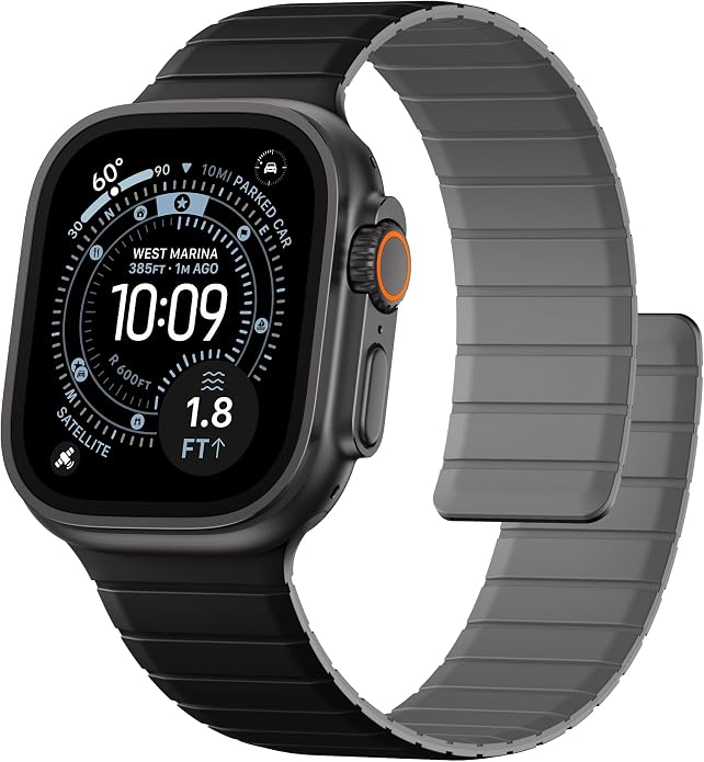 SNBLK Magnetic Band Compatible with Apple Watch Bands for Men 44mm 45mm 46mm 49mm 42mm 41mm 40mm 38mm Women, Secure Silicone Sport Loop Magnet Strap for iWatch Ultra 3 2 1 SE Series 11 10 9 8 7 6 5 4