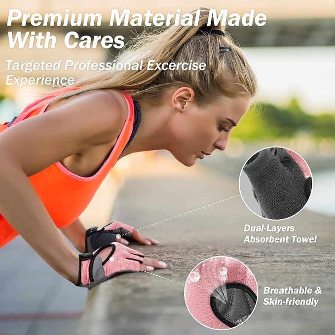 LIFECT Freedom Workout Gloves, Knuckle Weight Lifting Shorty Fingerless Gloves with Curved Open Back, for Powerlifting, Gym, Women and Men