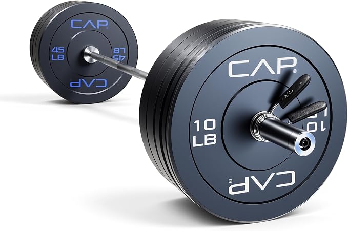 CAP Barbell Olympic Weight Set with 7ft Barbell & Bumper Plates | 160-370 lbs | Multiple Options