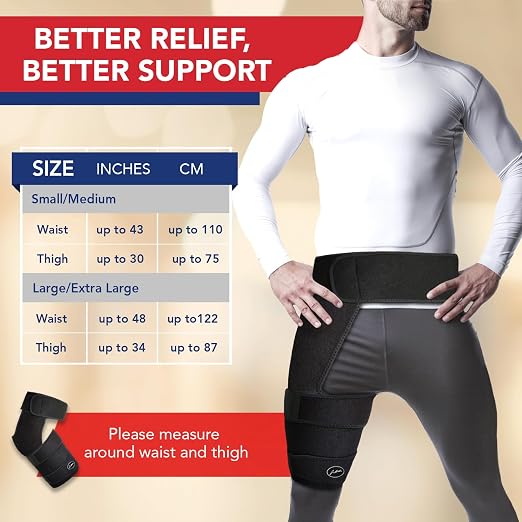 Dr. Arthritis Hip Brace, Adjustable Sciatic Nerve Brace & Stabilizer for Pulled Muscles & Injury Recovery, Hamstring Compression Sleeve Support, Sciatica Pain Relief Devices for Men & Women (BLK, L/XL)