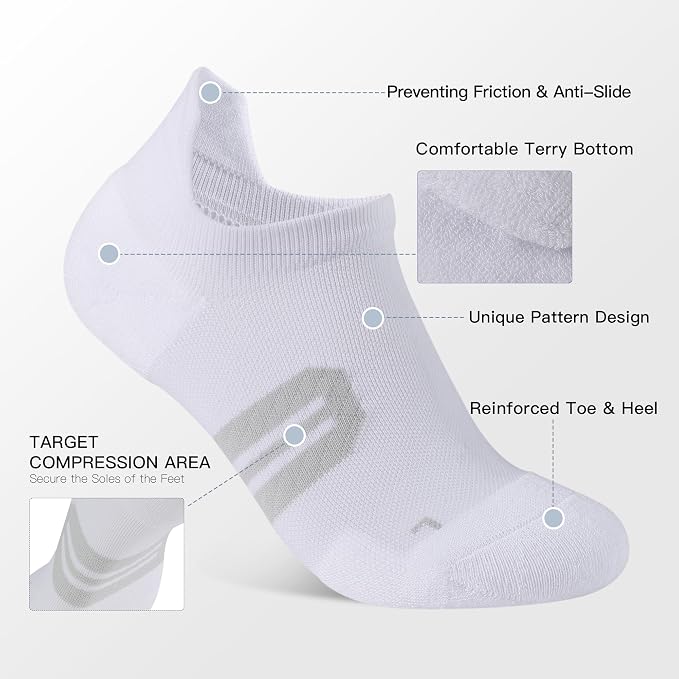 BUDERMMY Womens Ankle Compression Socks with Arch Support Athletic Low cut Running Socks for Women Workout Cushion 5 Pairs