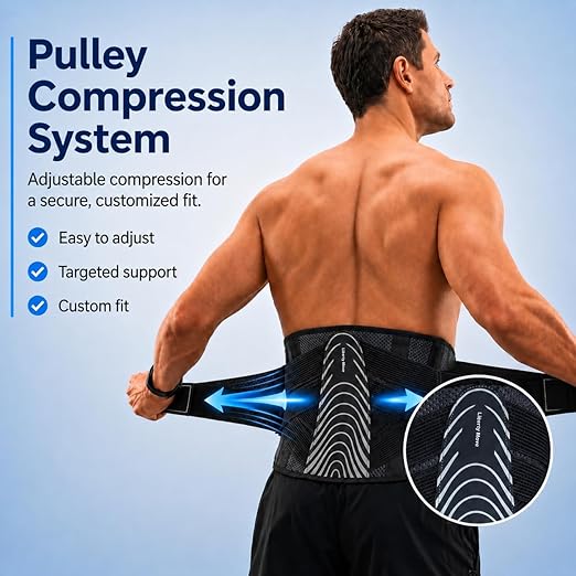 Adjustable Back Brace for Men Lower Back Pain - Modern Aesthetic Lumbar Support Belt with Dual-Straps Compression & Aluminum Stays, Low-Profile & Breathable Design for Sciatica, Work, Lift & Daily