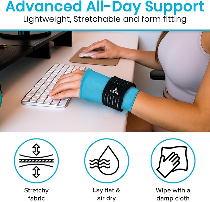 Arctic Flex Wrist & Thumb Ice Pack Wrap - Extra Strength Hot & Cold Therapy | Reusable Hand Freeze Sleeve - for Arthritis, Carpal Tunnel, Surgery, & Pain Relief (Fits Left & Right)
