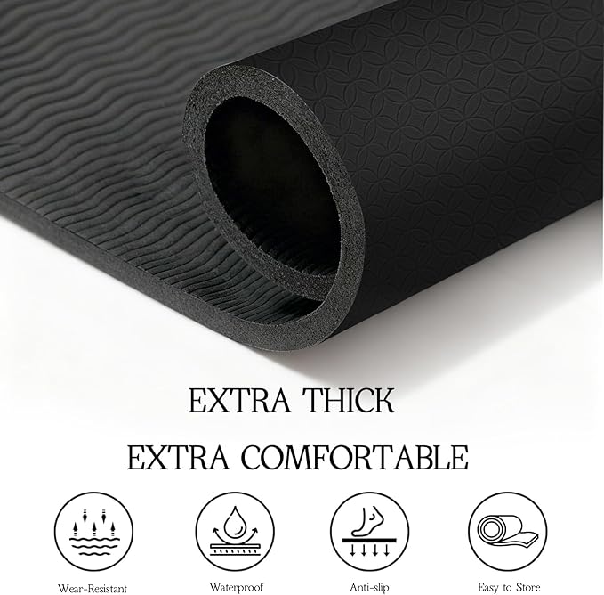 VTORY Extra Large Yoga Mat 6'x 4', (6mm /8mm), Thick Workout Mat | Non-Slip, Durable Exercise Mat for Home , Yoga, Pilates, Stretching