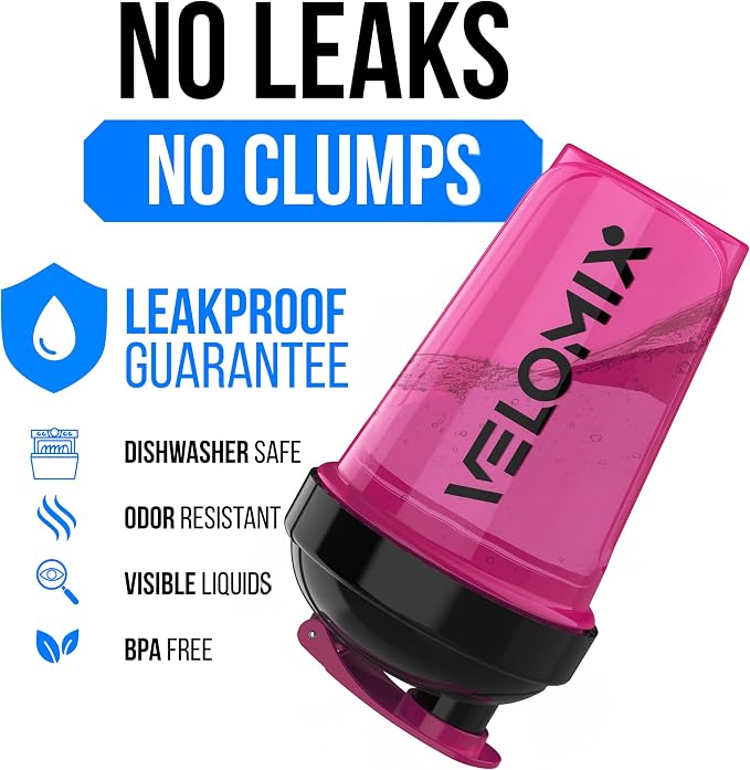 VELOMIX 2 Pack 20oz Protein Shaker Bottle for Protein Mixes, Black | 2x Wire Whisk, Leak Proof Shaker Cups for Protein Shakes, Stackable, Dishwasher safe, BPA free, Pre Workout and Fitness ready