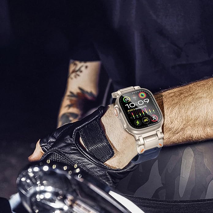 WINGLE FKM Rubber Bands for Apple Watch Band Ultra 3/2/1 Band Ultra 49mm Series 11 10 46mm 45mm 44mm 42mm SE 3/2/1 9 8 7 6 5 4 3 Men, Military Rugged Metal Connector Silicone Apple iWatch Sport Bands