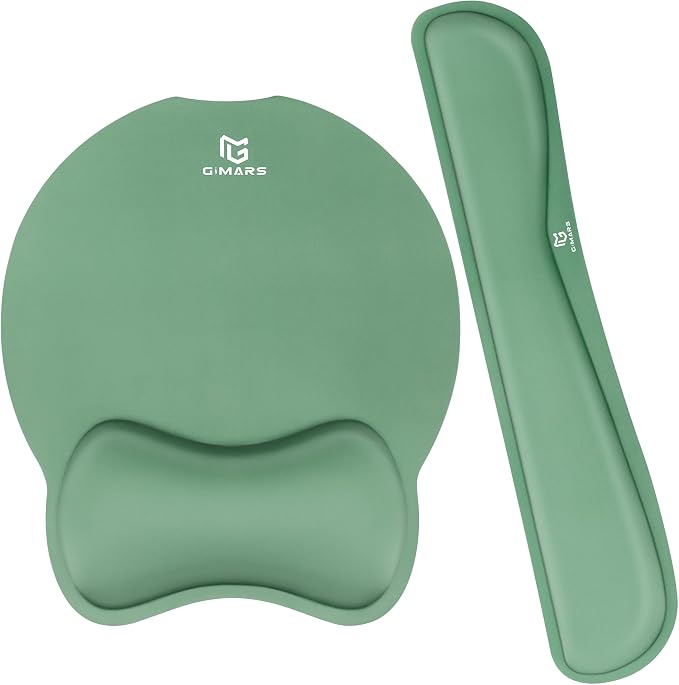 Gimars Ergonomic Mouse Pad Wrist Support, Upgrade Enlarge Superfine Fibre Soft Smooth Keyboard Wrist Rest, Comfortable Memory Foam Wrist Rest for Pain Relief, Computer, Gaming, Office,Dark Green