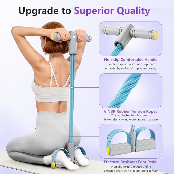 Upgraded Pedal Resistance Band with Handle, Soft Durable Fashion Puller Exercise with Thickened 6 Tension Ropes, Tube Pedal Resistance Device for Abdomen, Waist, Arm, Leg, Core/ABS