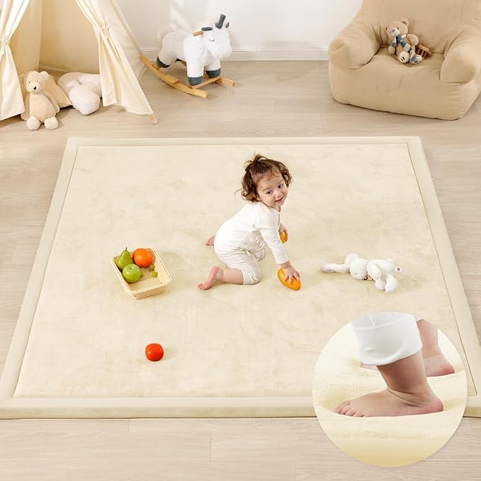 1.3" Thick Baby Play Mat for Floor,50x74 Padded Playpen Mat, Non-Slip | Ultra Soft Playmat for Baby,Tummy Time Foam Mats,Cushioned for Infant,Kids and Toddler Crawling,Easy Care