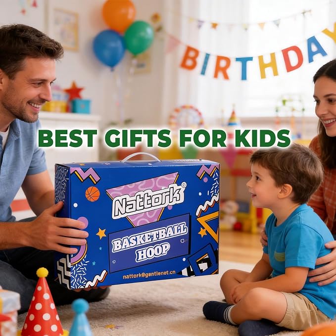 Kids Basketball Hoop, Adjustable Height Toddler Basketball Hoop Stand, Indoor Outdoor Basketball Goal Toy for Boys Girls Ages 3~8 Years Old, Includes 3 Balls, Ideal for Birthday Gift