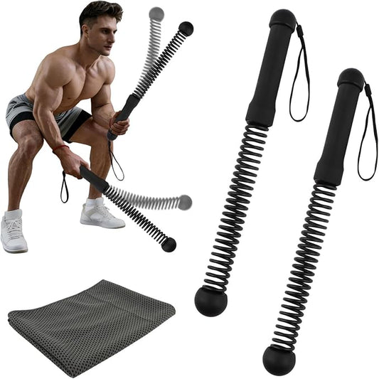Ropeless Battle Ropes, 2 Pcs Weighted Cordless Workout Ropes with Non-Slip Handles, Training Ropes for Home Gym, HIIT, Strength & Full Body Workout, with Carry Bag & Cooling Towel