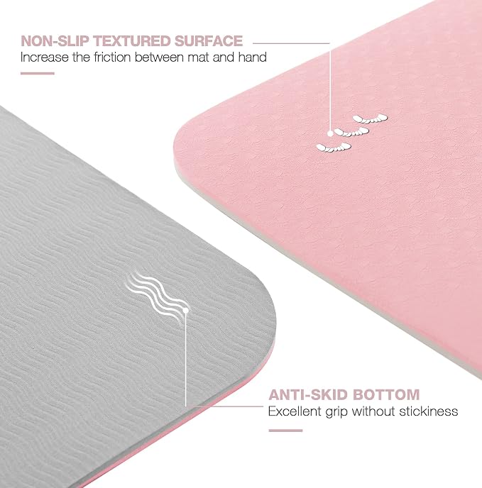 UMINEUX Yoga Mat Extra Thick 1/3'' & 2/5" Non Slip Yoga Mats for Women Eco Friendly TPE Fitness Exercise Mat with Carrying Sling & Storage Bag