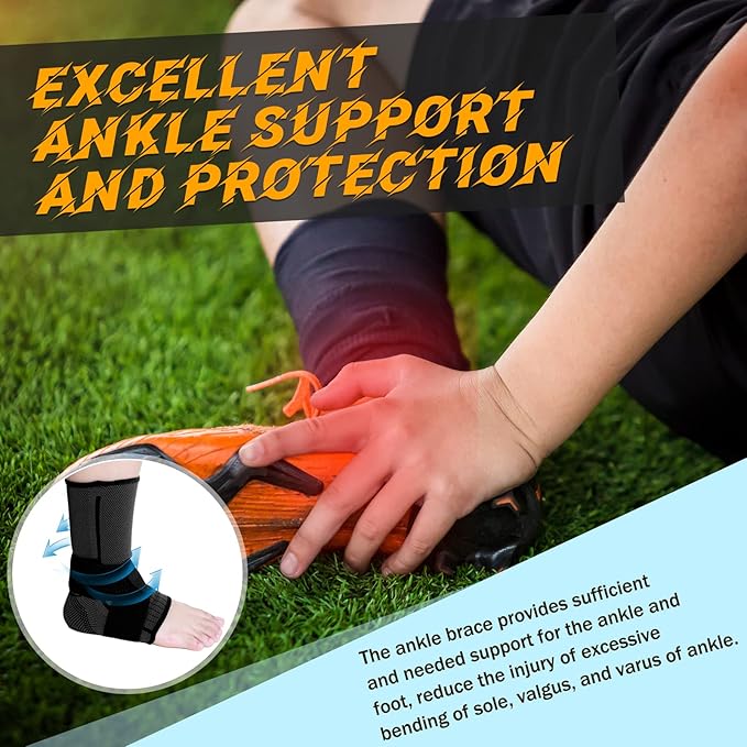 Tarpop 1 Pair Ankle Brace for Kids Compression Ankle Sleeves Adjustable Foot Support Brace Elastic Guard for Children Boys Girls Sports Running Jogging Dance Fitness Gymnastics(Black,Small)