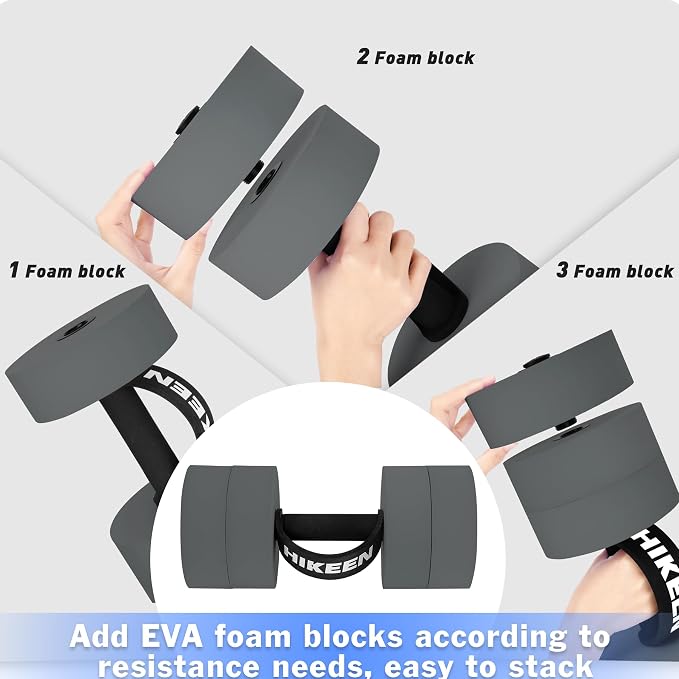 Hikeen Aquatic Exercise Dumbbells Water Dumbbell Pool Resistance Aquatic Fitness Barbells with 4 High-Density EVA Foam Pool Weights Dumbbells, for Water Aerobics Weight Loss
