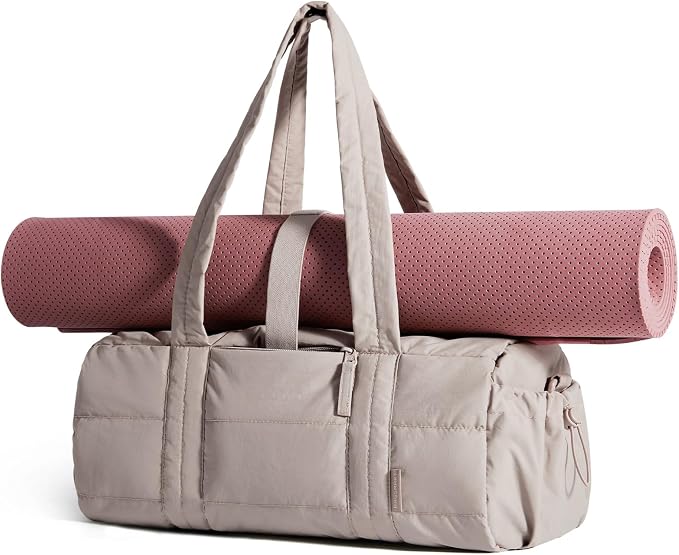 BAGSMART Reiki Gym Bag for Women Puffy Yoga Mat Travel Weekender Duffle Bag | Lint-Resistant Lining, Wet-Dry Pocket & Anti-Slip Mat Loop, Ultra-Light, Roomy for Workout Gear, Water Bottle, Travel, Sports