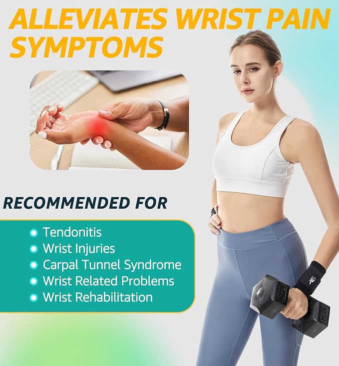 HiRui Wrist Brace Wrist Wraps Compression Wrist Strap, Wrist Support for Work Fitness Weightlifting Sprains Tendonitis, Carpal Tunnel Arthritis, Pain Relief, Adjustable Wristbands 2 PACK (Black, XL)