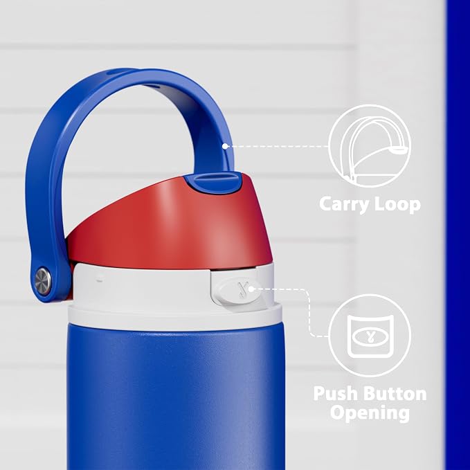 24 oz Insulated Water Bottle for Men: Meoky Stainless Steel Water Bottle with 2-in-1 Straw and Spout Lid - Leak Proof, Cold for 24 Hours, Fits in Car Cup Holder, BPA-Free for Sports Travel, Navy Blue