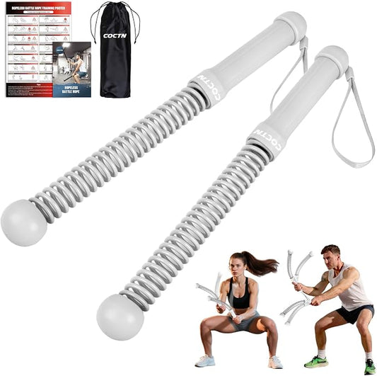 Weighted Ropeless Battle Ropes, Portable Cordless Battle Ropes with Poster | Heavy Duty Portable COCTN Battle Ropes for Strength Building, Cardio Fitness, Workout Equipment for Low-Impact Workout