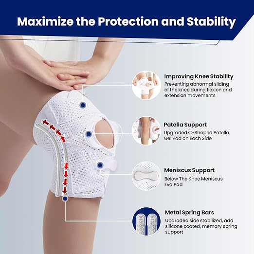 JOMVD Knee Brace with Side Stabilizers for Meniscus Tear, Knee Pain, Breathable Knee Support for Arthritis, ACL,MCL, Pain Relief, Injury Recovery, Women and Men