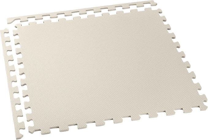 We Sell Mats 1/2" Thick Multipurpose EVA Foam Exercise Floor Mat, Interlocking Tiles, Anti-Fatigue for Home or Gym, 24 in x 24 in, 25 Tiles, Cream