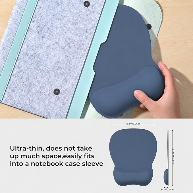 EooCoo Ergonomic Mouse Pad with Wrist Rest, Memory Foam Support Mousepad | Non-Slip Base for Computer, Cafe, Home & Office, 9.64 x 8.26 in Office Desk Accessories, Carpal Tunnel Relief
