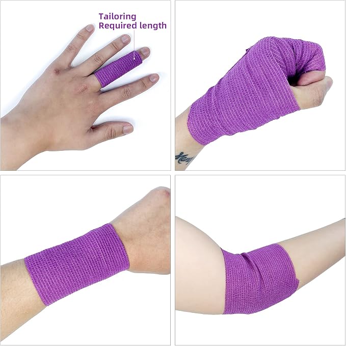 [8 Pack-4" x5Yards] Assorted Color- Self Adhesive Bandages Wrap, Athletic Elastic Cohesive Bandage for Vet Wrap, Sports Injury, Strain, Knee&Wrist, Ankle Sprains. First Aid Non-Woven Bandages