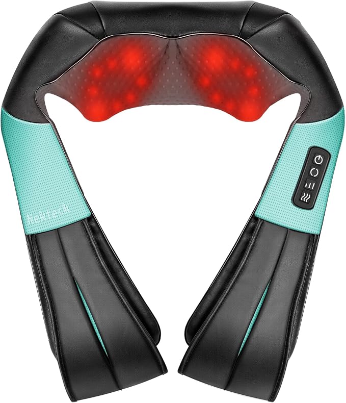 Nekteck Shiatsu Neck Massager with Heat for Pain Relief, NOT Cordless | 2026 Upgraded 3D Back Shoulder Kneading Massage Pillow, 3 Intensity Speeds Deep Tissue, Relaxation Gifts for Men Women, Blue
