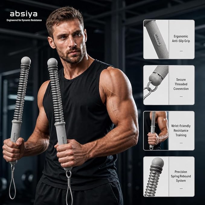 Cordless Battle Rope Workout Equipment – Portable Resistance Spring Trainer for Full Body Cardio, HIIT, Fat Burning & Strength Training – Home Gym Fitness Kit with Gloves & Carry Bag