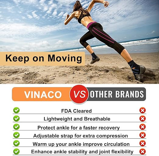 Vinaco 2 pack Ankle Brace with adustable compression for Sprained Ankle | Perforated Quick-Dry Fabric, Crisscross Reinforcement Straps, Fits Both Foot, Adjustable Tension for Sports & Injury Recovery