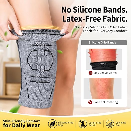 CAMBIVO 2 Pack Knee Brace for Women & Men, Compression Sleeves Knee Support | Lightweight Side Stabilizers| Latex free & silicone free | Knee pain relief for meniscus | Non-slip for running, hiking, gym