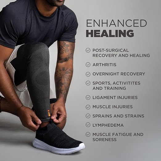 Incrediwear Leg Sleeve – Infrared Full Leg Sleeves for Women and Men Supporting Pain Relief, Swelling, Muscle Recovery, Post-Op, Lymphedema, ACL Recovery (Charcoal, Small)