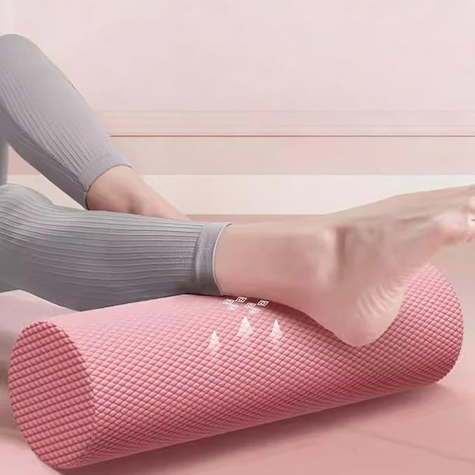 12 Inch EVA Foam Roller for Back, Yoga & Balance Exercises – High-Density Massage Roller for Pain Relief, Fitness Recovery Balance Exercises, High-Density (Pink)
