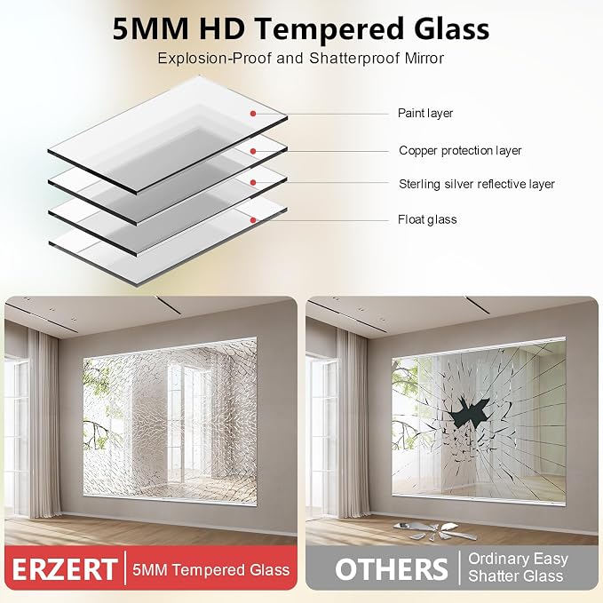 Home Gym Mirror,2 Pack Large 66.9x23.6 Inch Frameless Tempered Glass Wall Mirror, Full Body Workout and Decorative Mirrors for Home Gym, Yoga, Dance Studio, Garage, Exercise Room