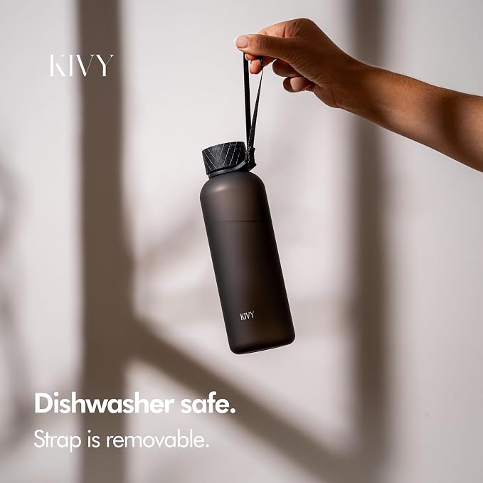 KIVY Slim Water Bottle 22oz [Lightweight & Shatterproof] Leak Proof Bottle for Women & Men - Clear plastic water bottle no straw - Dishwasher Safe Tritan Bottle BPA Free