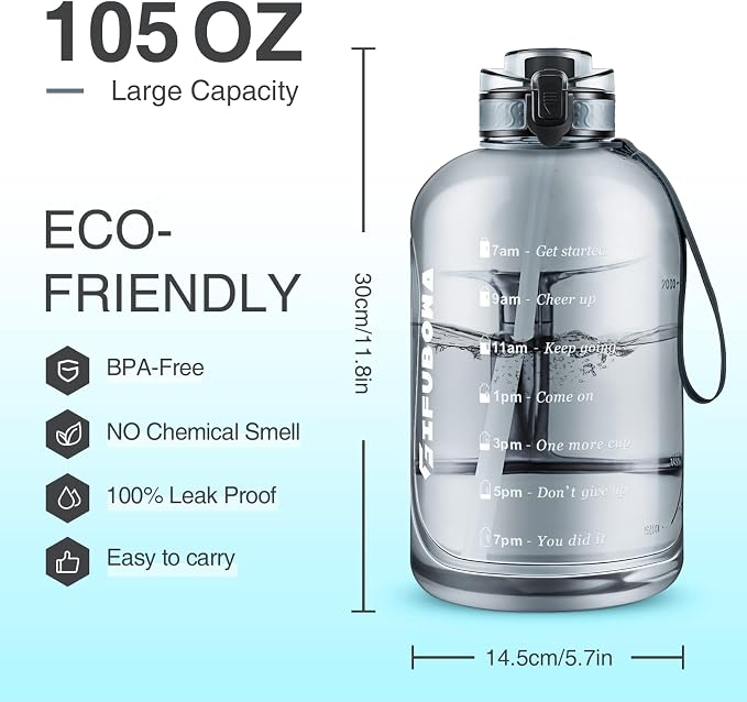 3l Goal Large Water Bottle with Handle (1 PC) | BPA Free Leakproof Motivational Big Sports Capacity Drink Jug