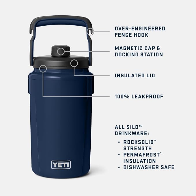 YETI Silo Half Gallon Insulated Chug Cap Water Jug – Leakproof, Lightweight Sports Bottle with Fence Hook Handle – Keeps Drinks Ice-Cold – Ideal for Gym, Sports & Tournaments, Tropical Pink