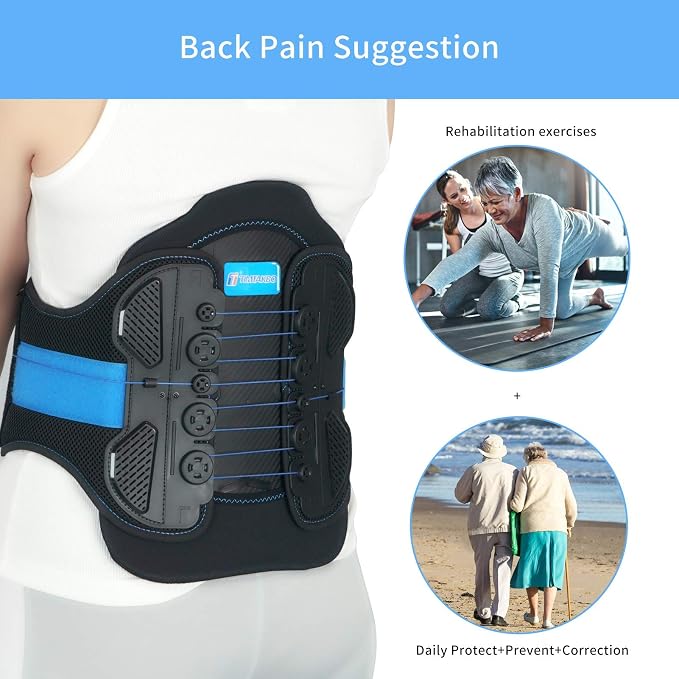 3.0 LSO Back brace for lower back with Maximum Decompression Plate | Comfort Curve Back Support New Added with Foam Pad,Dual Pulley System Lumbar Support Belt for Lower Back Pain Relieve