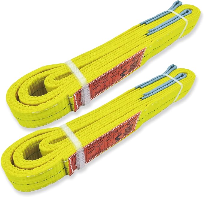 2-Ply Lifting Sling Straps 2”x 6ft - 6200lbs Vertical Capacity Heavy Duty Flat Eye Lift Sling, for Rigging Moving Towing Hoisting -2Pack - Kodiak Straps