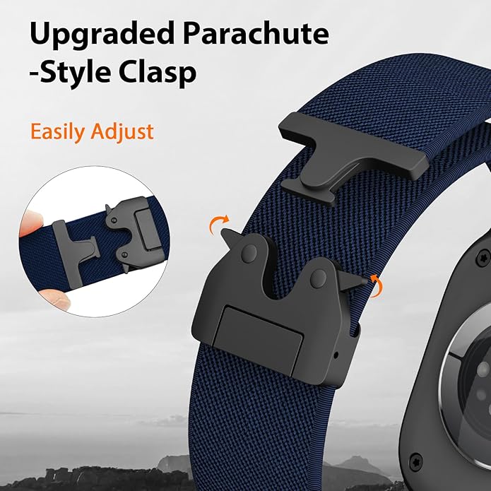 Elastic Sport Band for Apple Watch Ultra 3/2/1 Bands 49mm 46mm 45mm 44mm 42mm 41mm 40mm 38mm Men Women, Adjustable Parachute Buckle Nylon Fabric Wristband for iWatch Series 11 10 SE 9 8 7 6 5 4 3