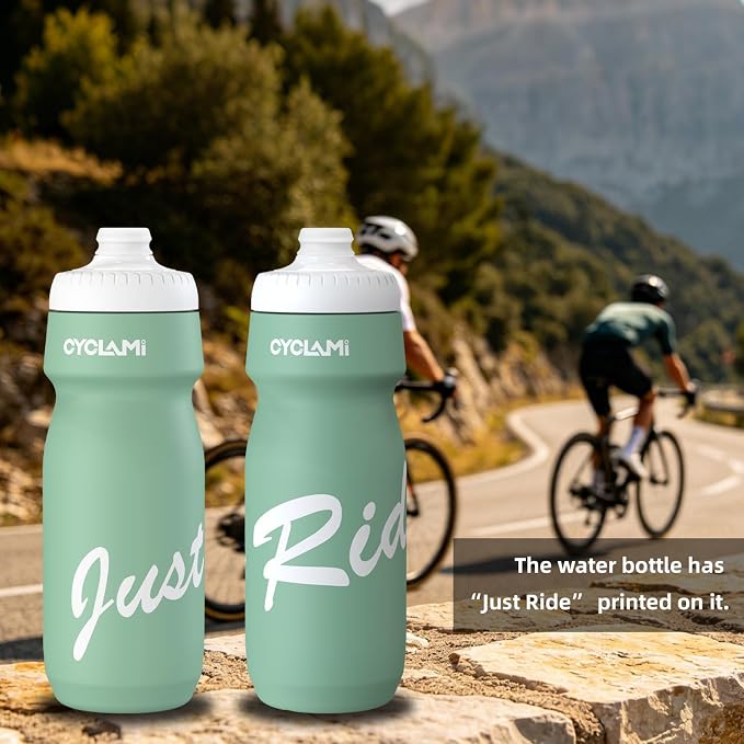 Bike Water Bottle 22oz/650ml Cycling Squeeze Water Bottle BPA Free Leakproof Easy-Squeeze Sports Bottles for Bicycle Gym Camping Hiking Larkspur Green