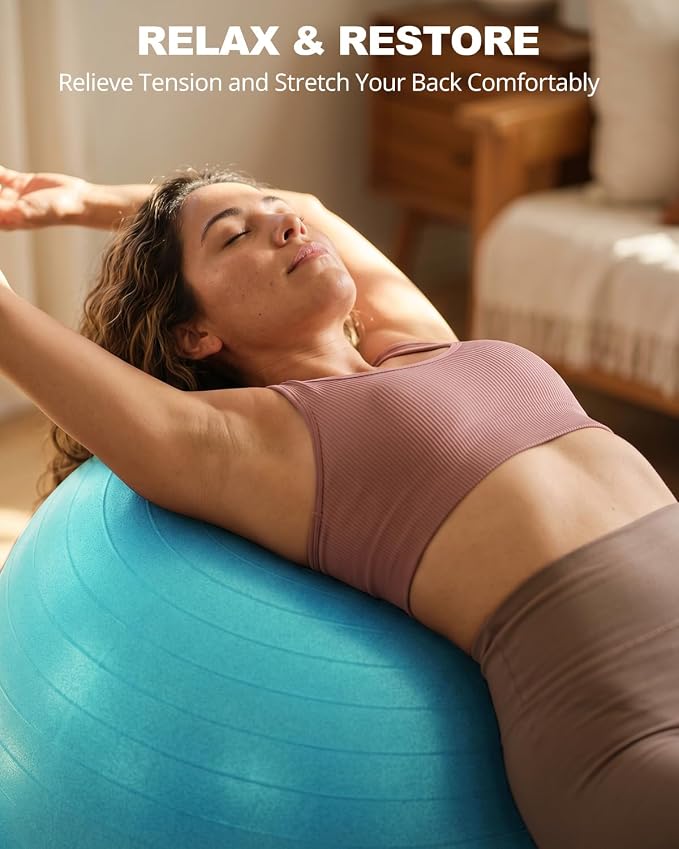 Trideer Yoga Ball for Exercise, Pilates, Core & Balance Training, Stability Ball for Pregnancy & Birthing Prep, Physical Therapy, Daily Stretching, Office Chair for Active Sitting, Quick Pump Included