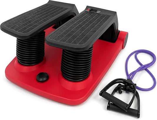 Air Stepper Machine with Resistance Bands | Adjustable Air Resistance Mini Stepper, LCD Monitor, Low Impact Cardio Workout Equipment for Home Gym, 300 lb Capacity
