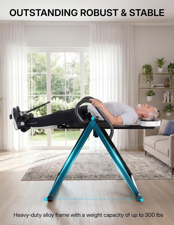 YOLEO Gravity Inversion Table for Back Pain Relief 2026 New Inversion Table w/Lumbar Support Easy to Assemble Back Stretcher Machine 300 lbs