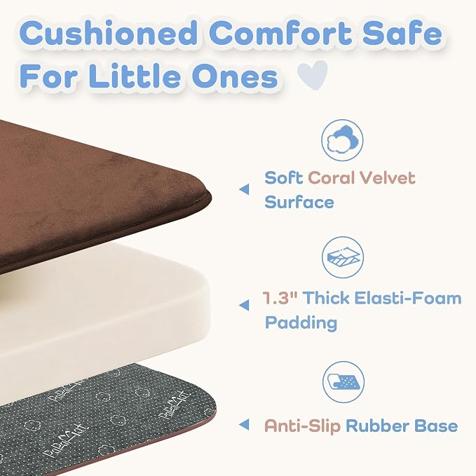 1.3" Thick Baby Floor Play Mat 50x50 Padded Foam Mat for Kids Brown | Memory Mat for Baby to Play on Floor Waterproof Easy Care with Non-Slip Tummy Time Play Mat for Nursery Playroom Classroom